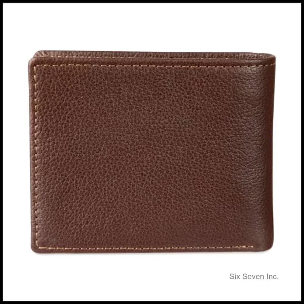 Genuine Leather Passcase Wallet RFID Blocking Classic Bifold Distressed Finish
